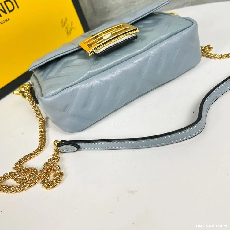 Affordable HOT Sky Motif Bag Leather Nappa Mini Blue Baguette Fendi In FF 0816